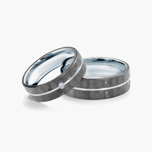Obrączki ślubne: carbon, tytan, płaskie, 6 mm i 7 mm
